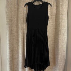 DKNY Black High-Low Pleated Dress